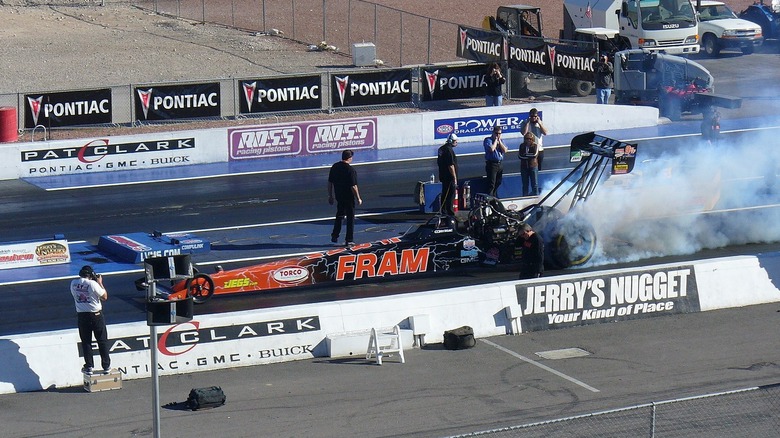 Top fuel dragster firing up