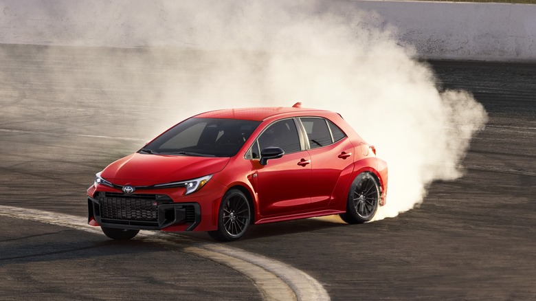 2025 Toyota Corolla GR drifting on a track