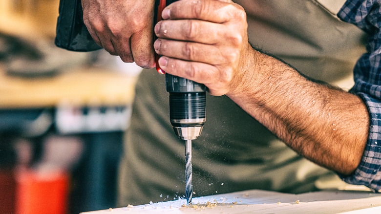 using drill on wood