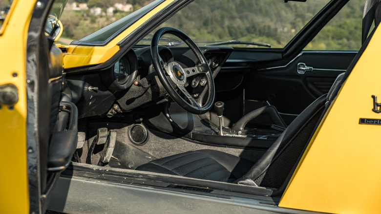 A look inside the Lamborghini Miura's interior.
