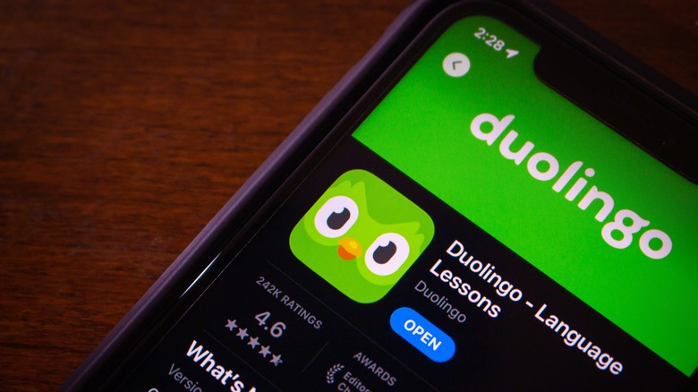 Duolingo app seen in App Store on iPhone