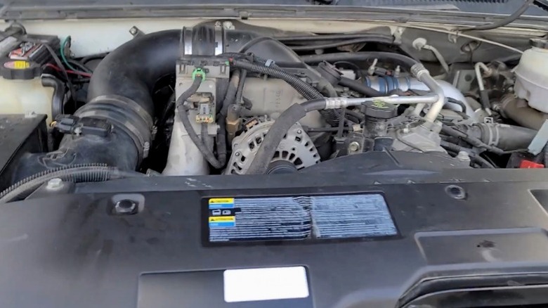 Duramax LBZ engine in engine bay