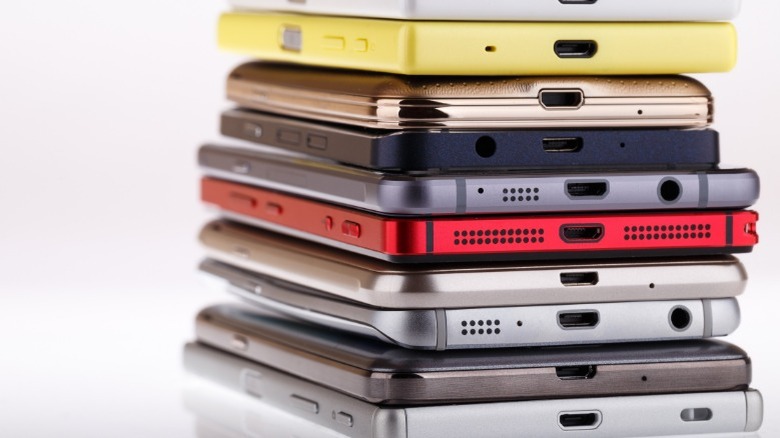 Pile of smartphones