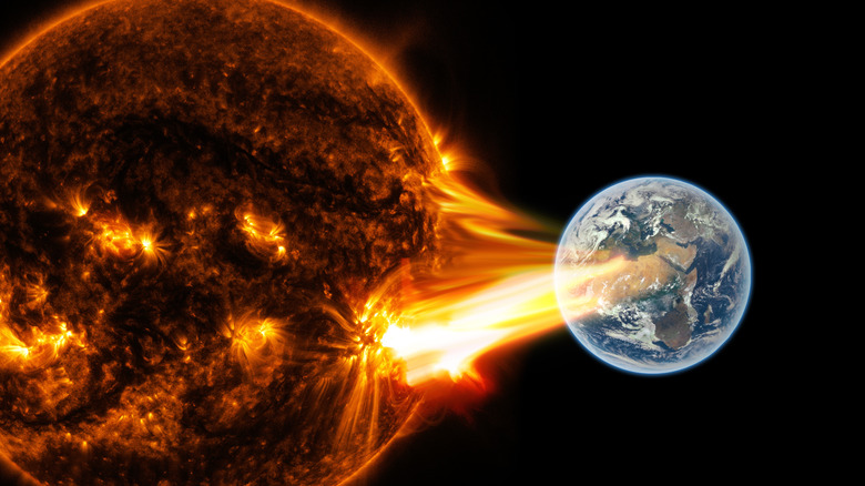 Solar eruption and Earth.