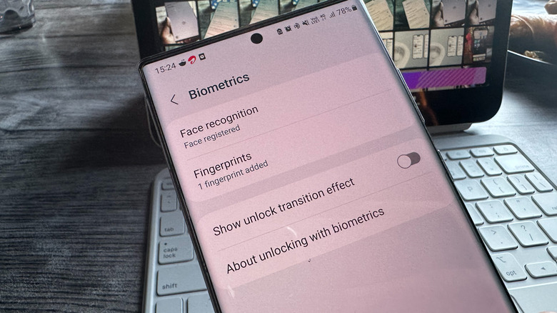 Biometrics settings on an Android phone