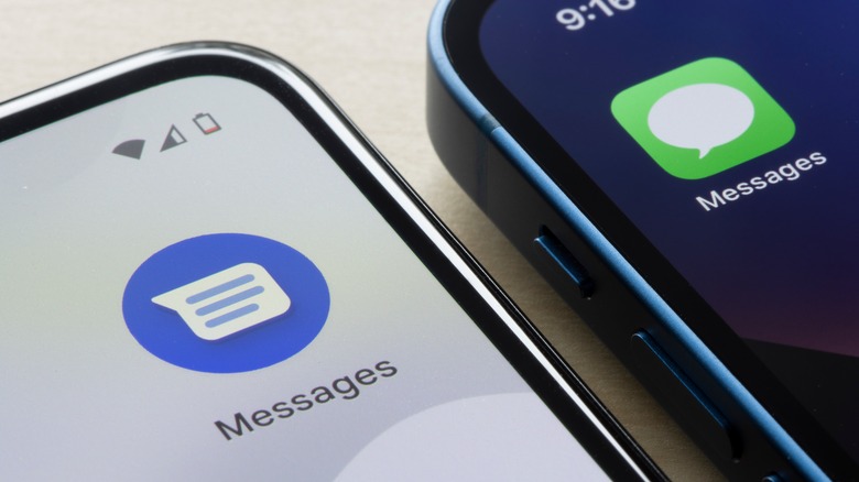 iPhone and Android side by side with messaging apps