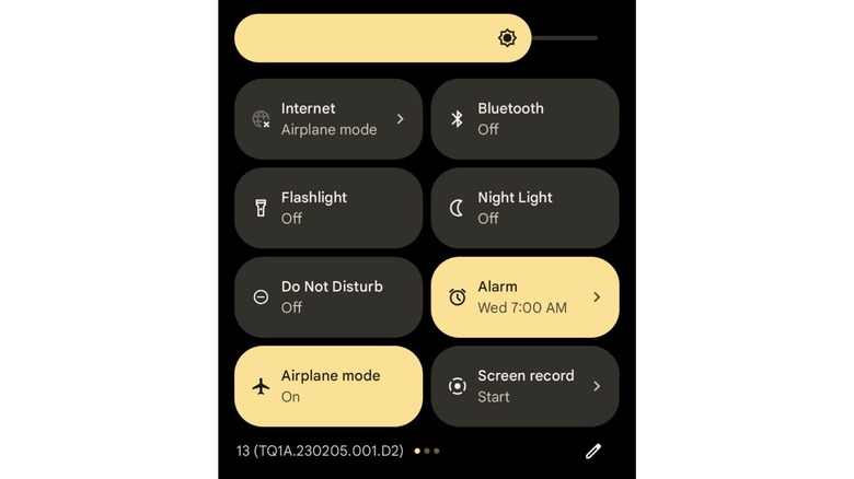 screenshot of Airplane mode on Android