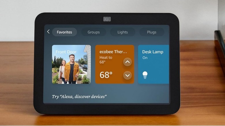 Amazon Echo Show 8 displaying apps on counter