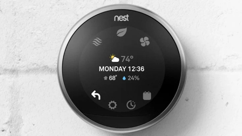 Nest Learning Thermostat showing weather