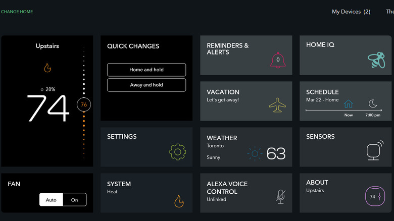 Ecobee web portal interface