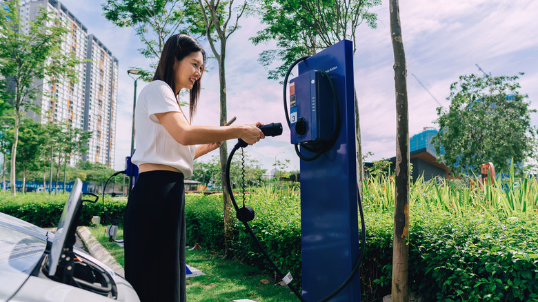 Outdoor public EV charging station