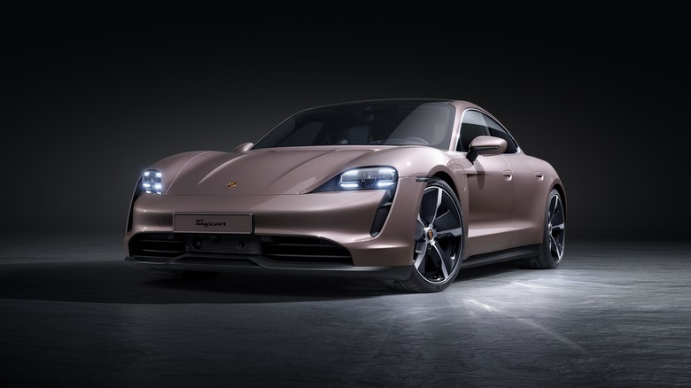 2023 Porsche Taycan with a black background