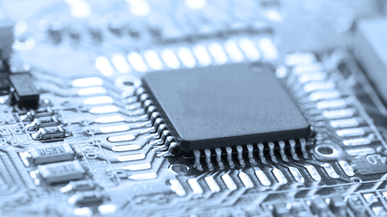 closeup of a microchip