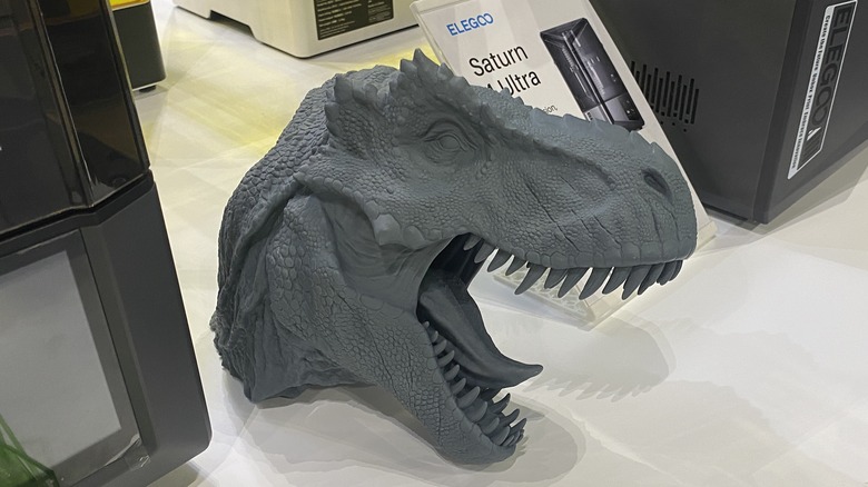 3D printed gray t-rex head