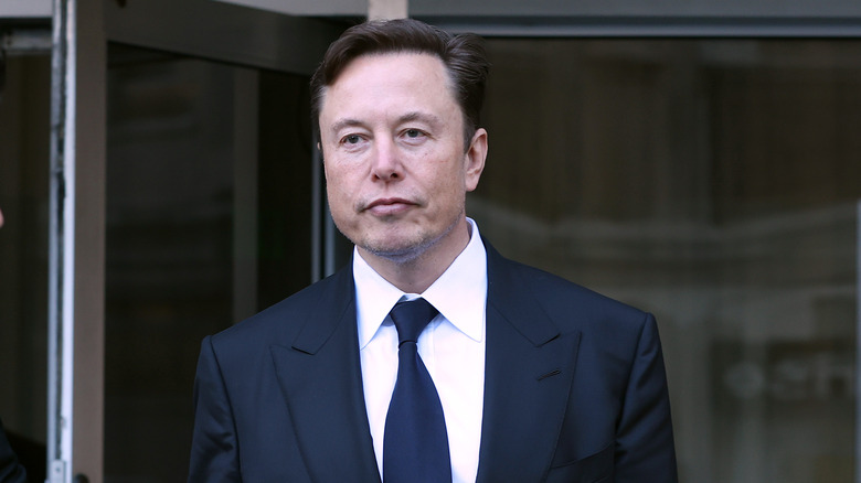 Elon Musk outside court. 