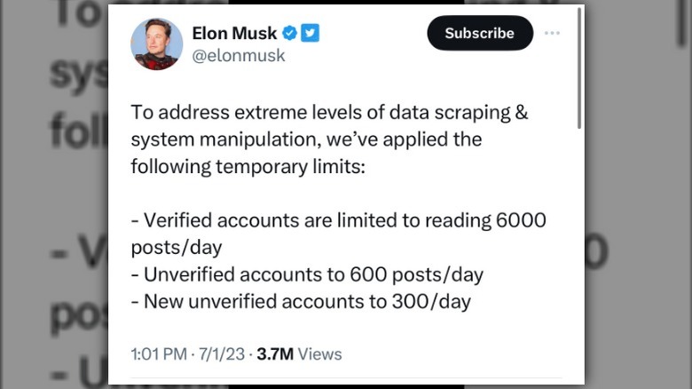 Elon Musk Tweet Limits