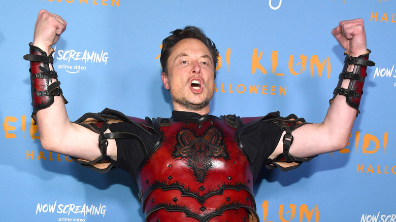 Elon Musk posing Halloween event
