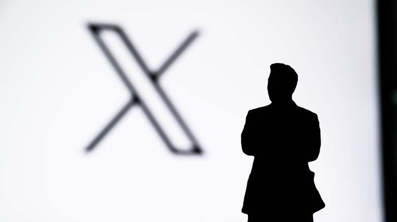 X Logo with Musk silhouette