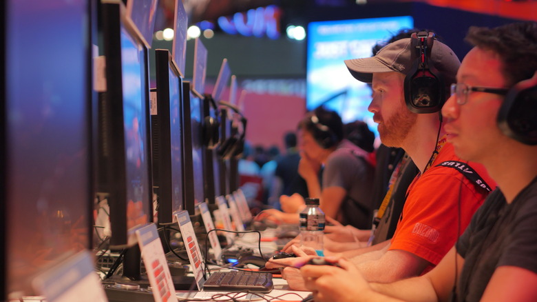 E3 attendants at a gaming booth