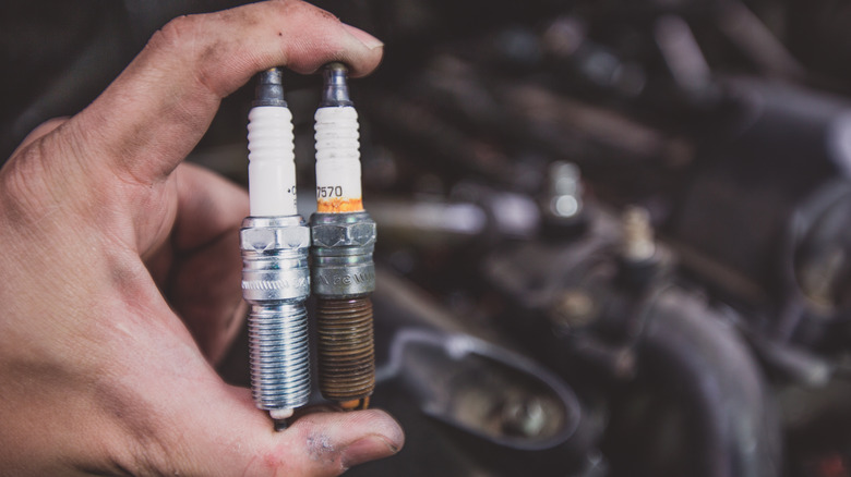 old and new spark plug