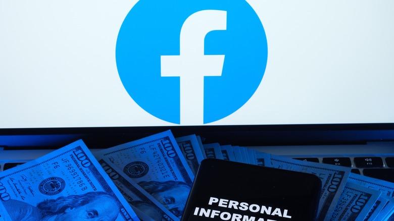Facebook logo with money