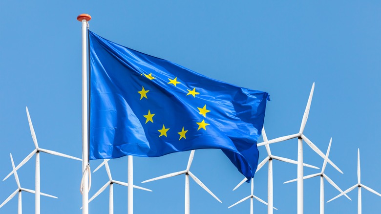 EU flag wind turbines