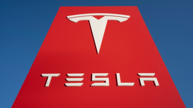 Tesla logo sign