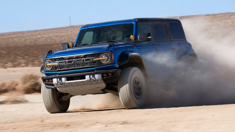 Ford Bronco Raptor off-roading on sand