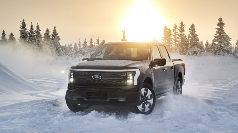 Ford F-150 Lighting on snow front 3/4 view