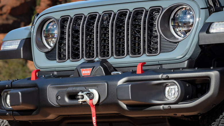 Tow winch on the front of a 2025 Jeep Wrangler