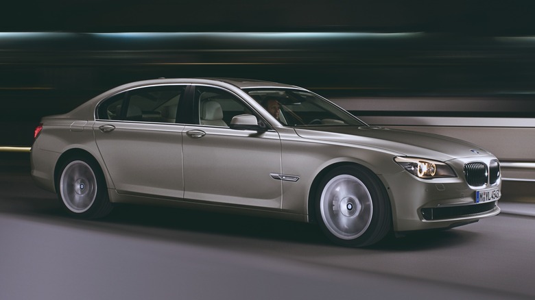 Silver 2009 BMW 740i on display