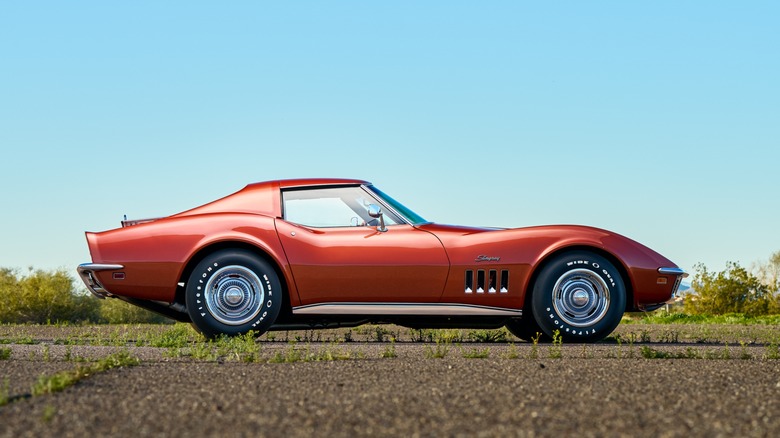 A 1969 Chevy Corvette shown from the passenger side