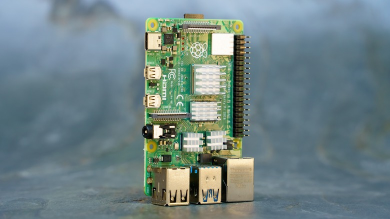 Raspberry Pi 4 Model B on display