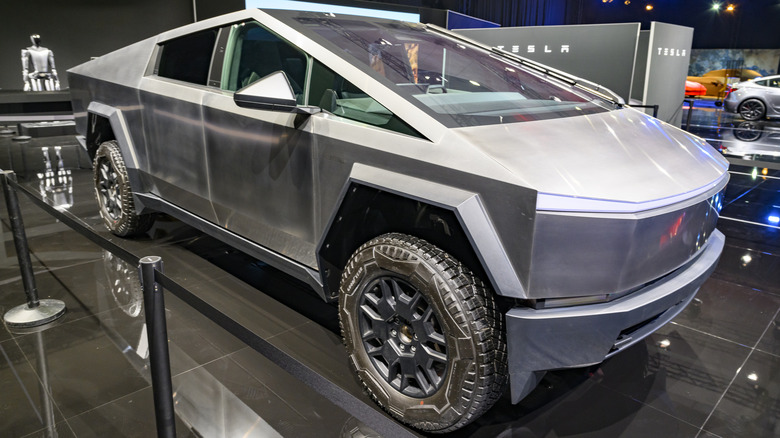 Tesla Cybertruck at a 2025 Auto Show