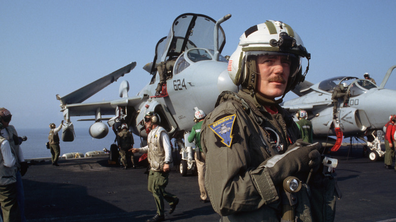 Two Grumman A-6 Intruders air crew