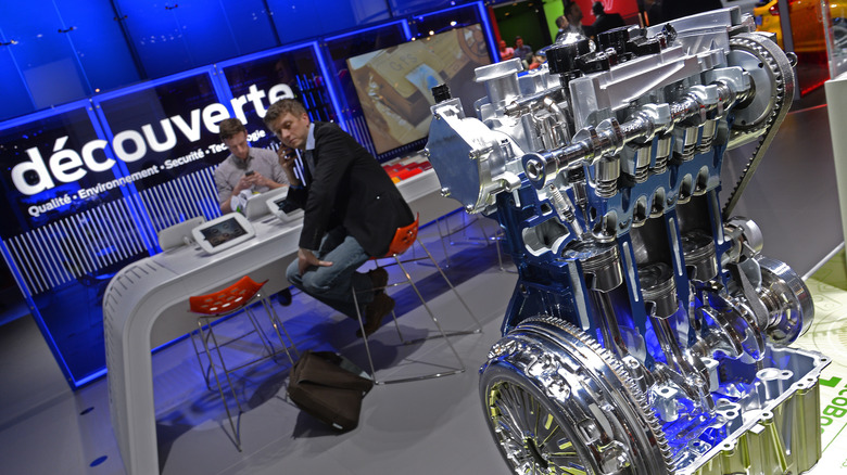 Ford EcoBoost 1.0L engine on stand at show