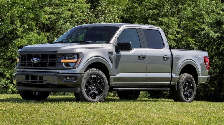 Ford F-150 STX parked on grass with trees in the background