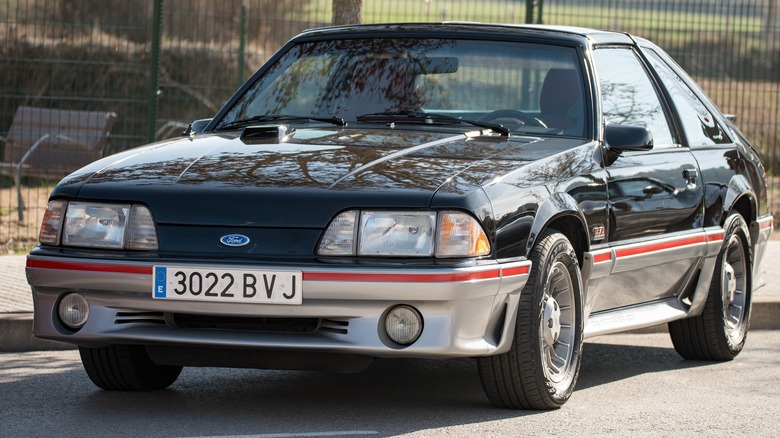 black on white third generation mustang