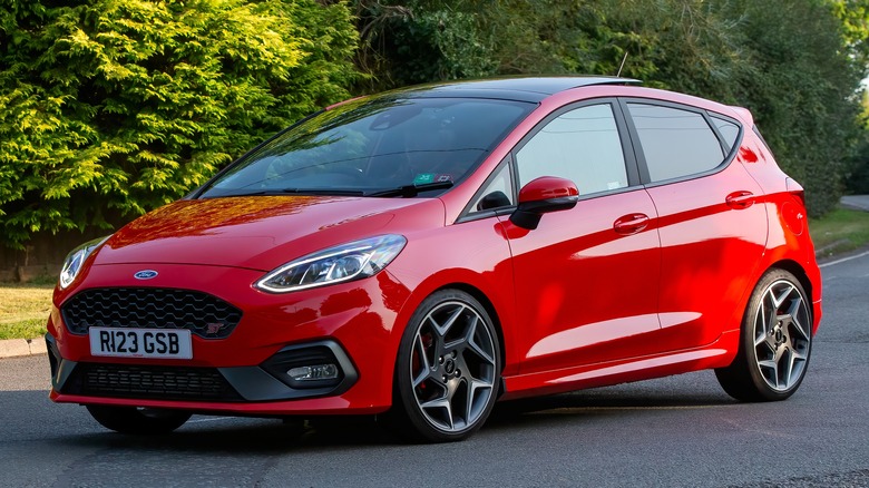 Red Ford Fiesta ST on the road