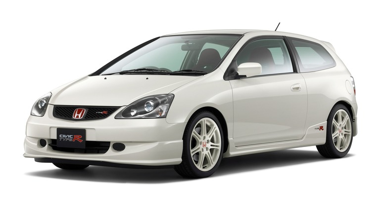 White Honda Civic Type R EP3 front 3/4 studio shot