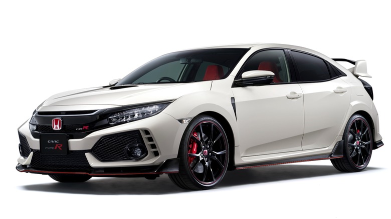 White Honda Civic Type R FK8 front 3/4 studio shot