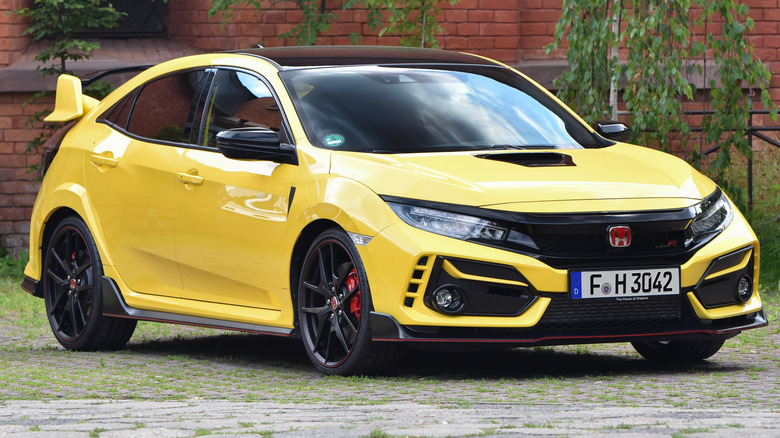 Yellow Honda Civic Type R