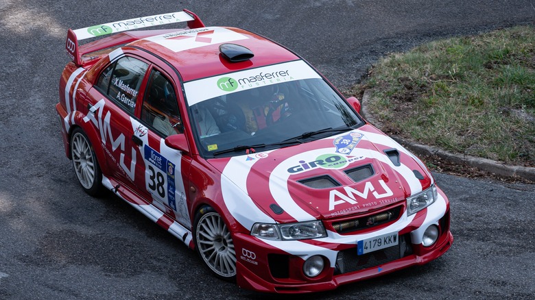 Red and white lancer Evo VI