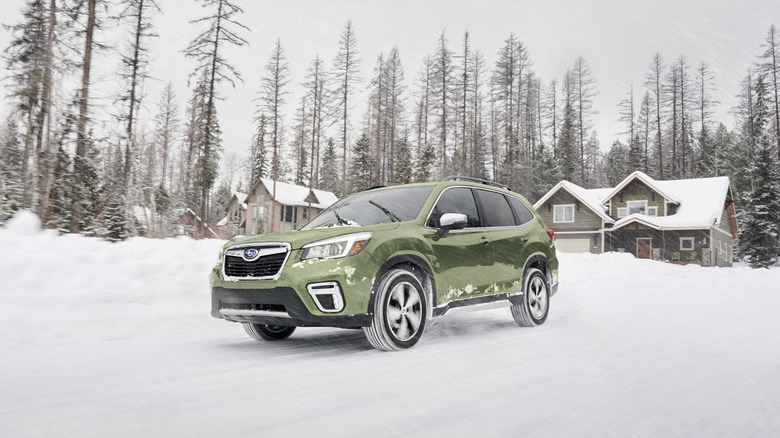 2020 Subaru Forester driving in snow