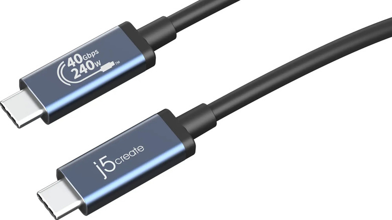 j5create-branded USB4 Type-C cable with 40Gbps/240W markings