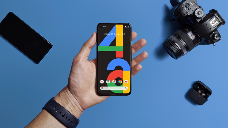 Google Pixel 4a smartphone in a man's hand
