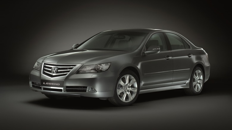 The KB1 Honda Legend in gray, front 3/4 view