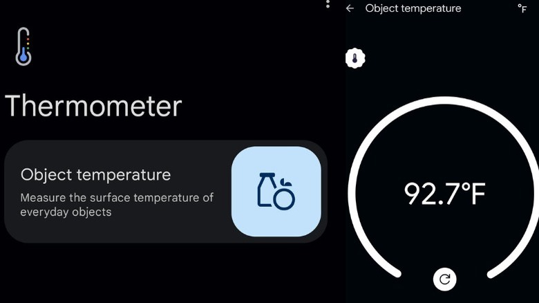 thermometer app on Google Pixel