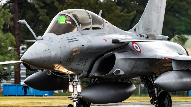 Dassault Rafale taxiing on runway