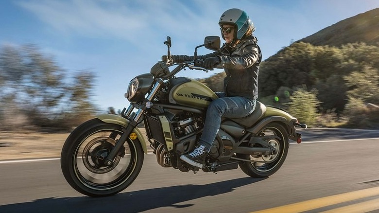 Person riding a Vulcan S on a road